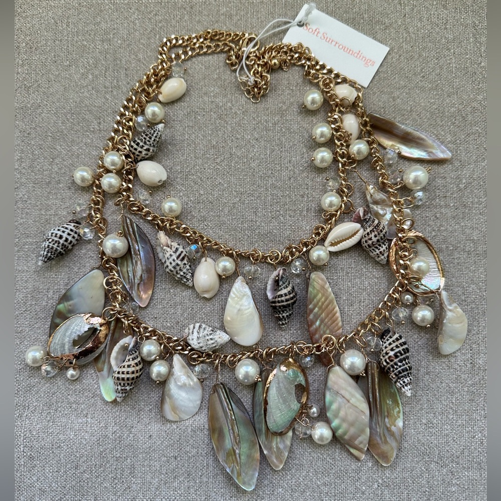 Soft Surroundings Gold and Cream Shell Necklace NWT